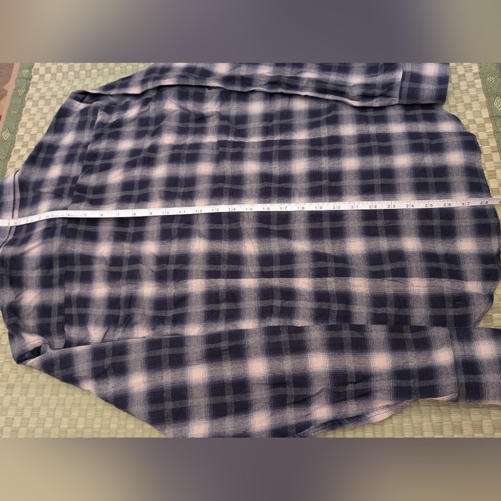 Naked & Famous Button Up Ombre Plaid Flannel Shirt Men's Size Large - Picture 6 of 6